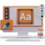 Icon of design and layout tools on a sheet of paper