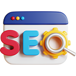 Icon of a magnifying glass over the letters S E O