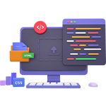Icon of a browser window with code brackets